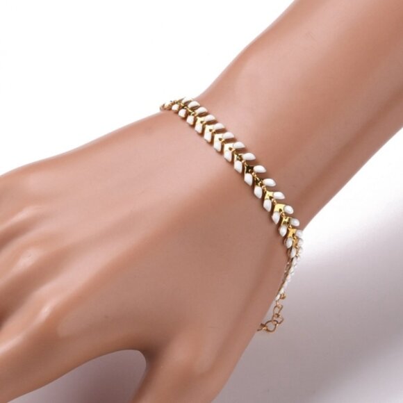 NWOT Cobs link Chain enamel and gold bracelet Extendable Mix & Match 2/$10 - Picture 5 of 5